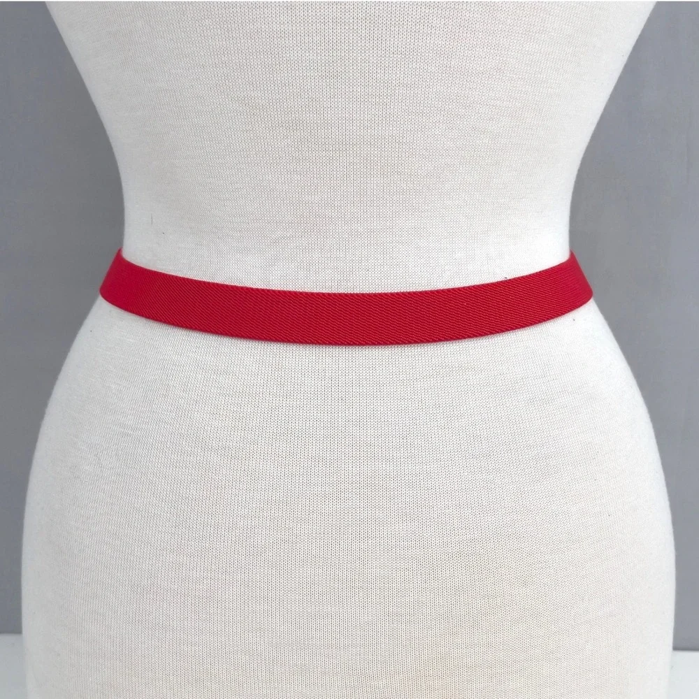 Vintage Womens Red Patent Buckle Bow Belt Retro Pinup Coquette Girlhoodcore S